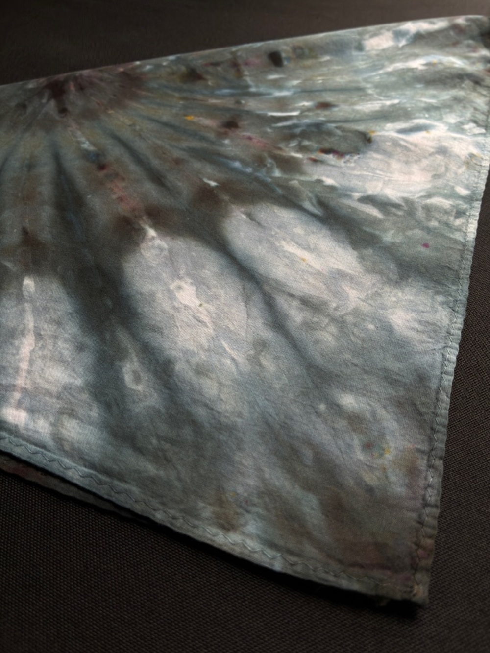 Tie-Dye Cotton Scarf in Slate Blue and Charcoal